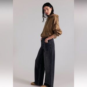 We The Free Nia Boyfriend Wide-Leg Black Jeans NWOT Free People Slouchy Jeans